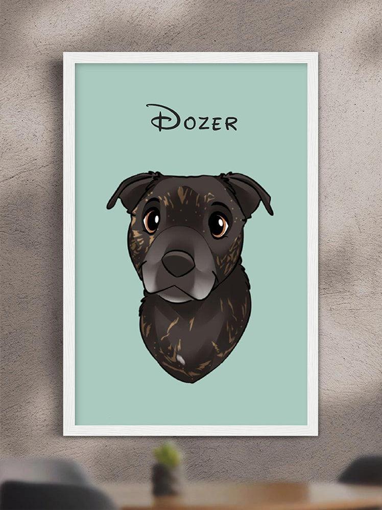 Cartoon Style - Custom Pet Poster with Frame - NextGenPaws Pet Portraits