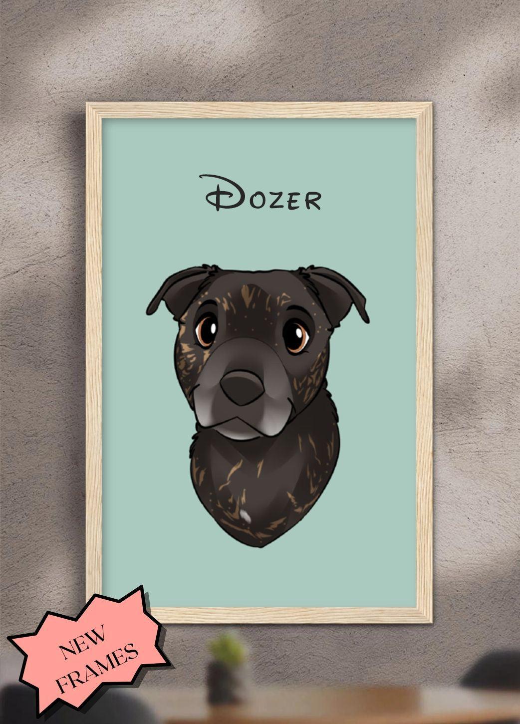Cartoon Style - Custom Pet Poster with Frame - NextGenPaws Pet Portraits