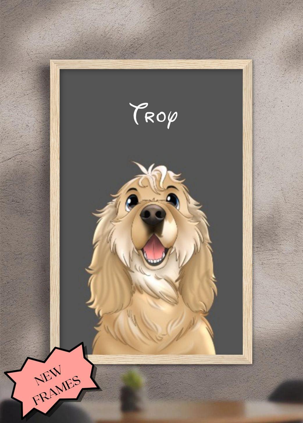 Cartoon Style - Custom Pet Poster with Frame - NextGenPaws Pet Portraits