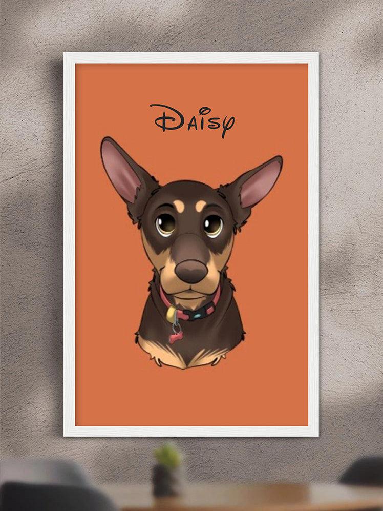 Cartoon Style - Custom Pet Poster with Frame - NextGenPaws Pet Portraits