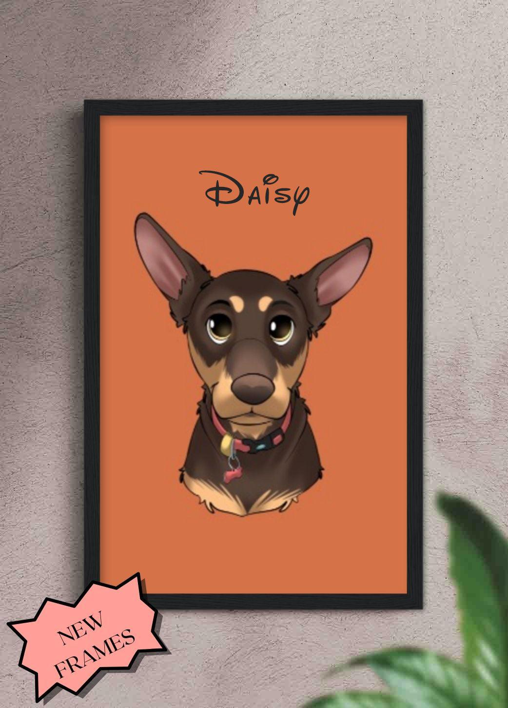 Cartoon Style - Custom Pet Poster with Frame - NextGenPaws Pet Portraits