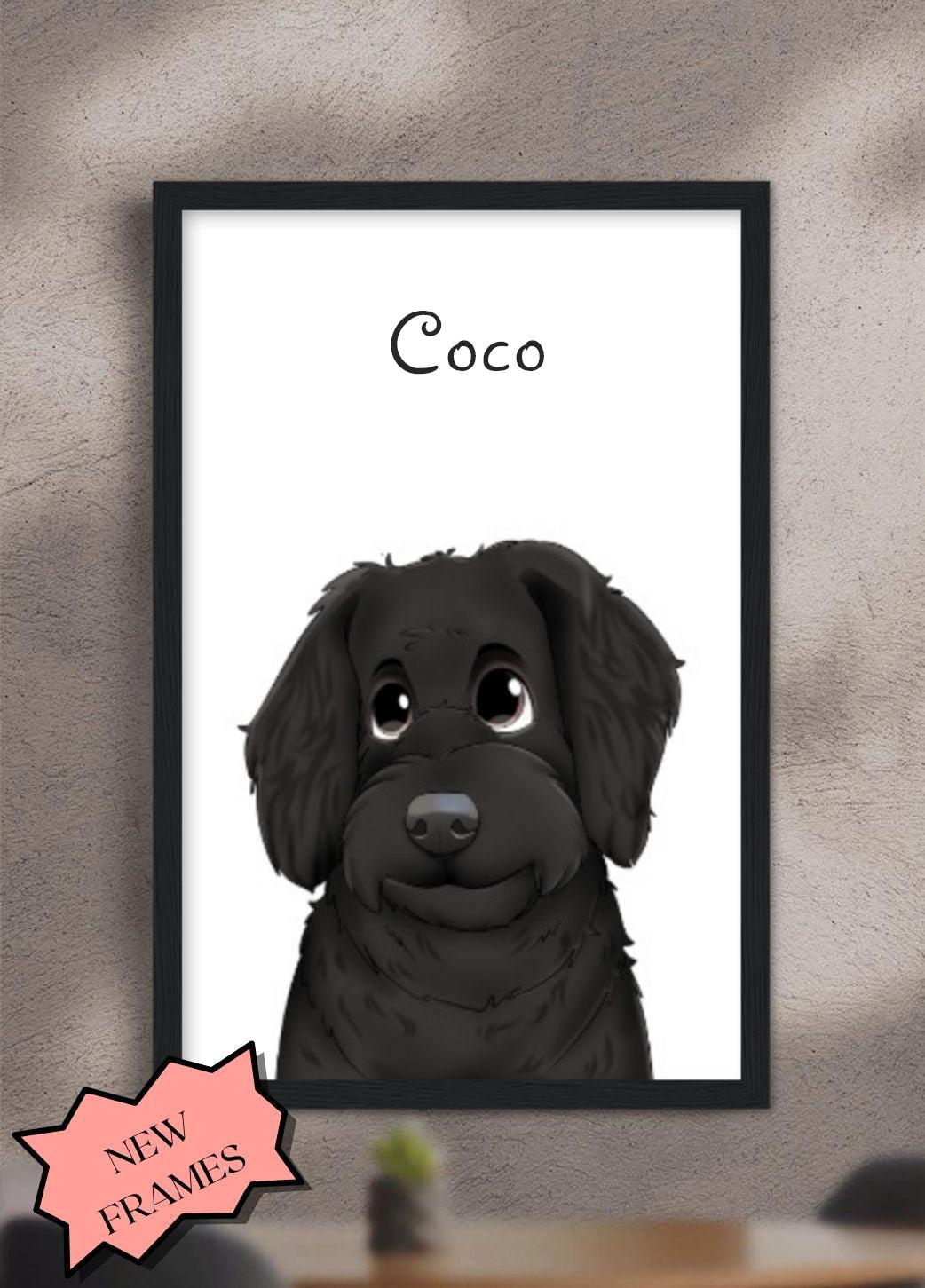 Cartoon Style - Custom Pet Poster with Frame - NextGenPaws Pet Portraits