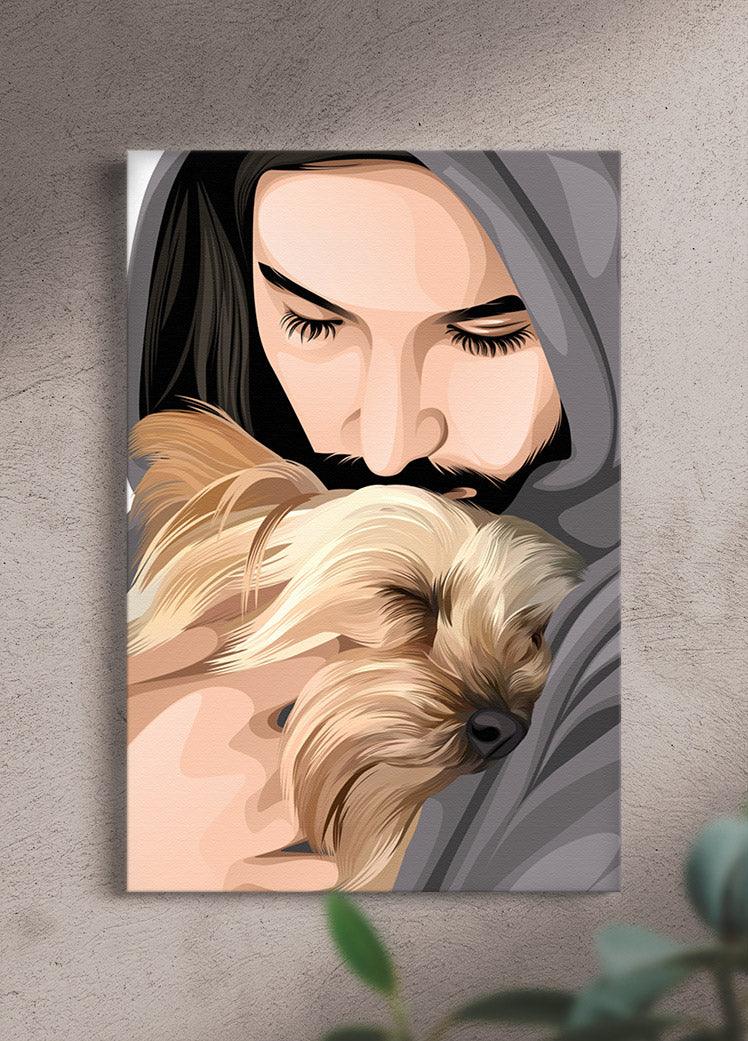 Human and Pet Design - Custom Canvas Portrait - NextGenPaws Pet Portraits