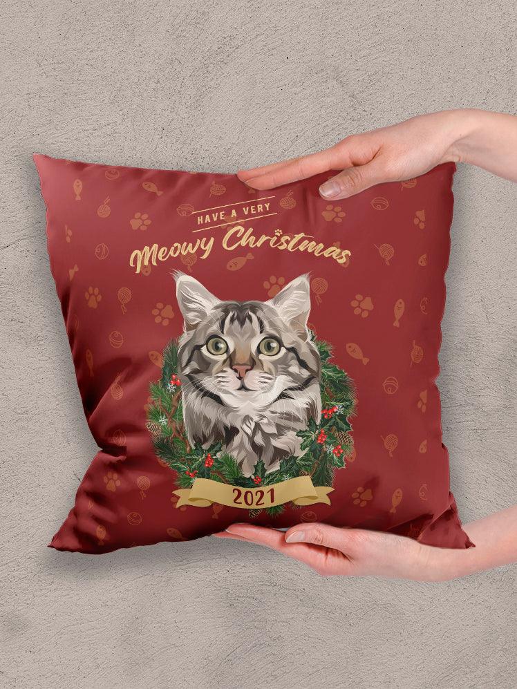 Meowy Christmas - Custom Pet Pillow - NextGenPaws Pet Portraits