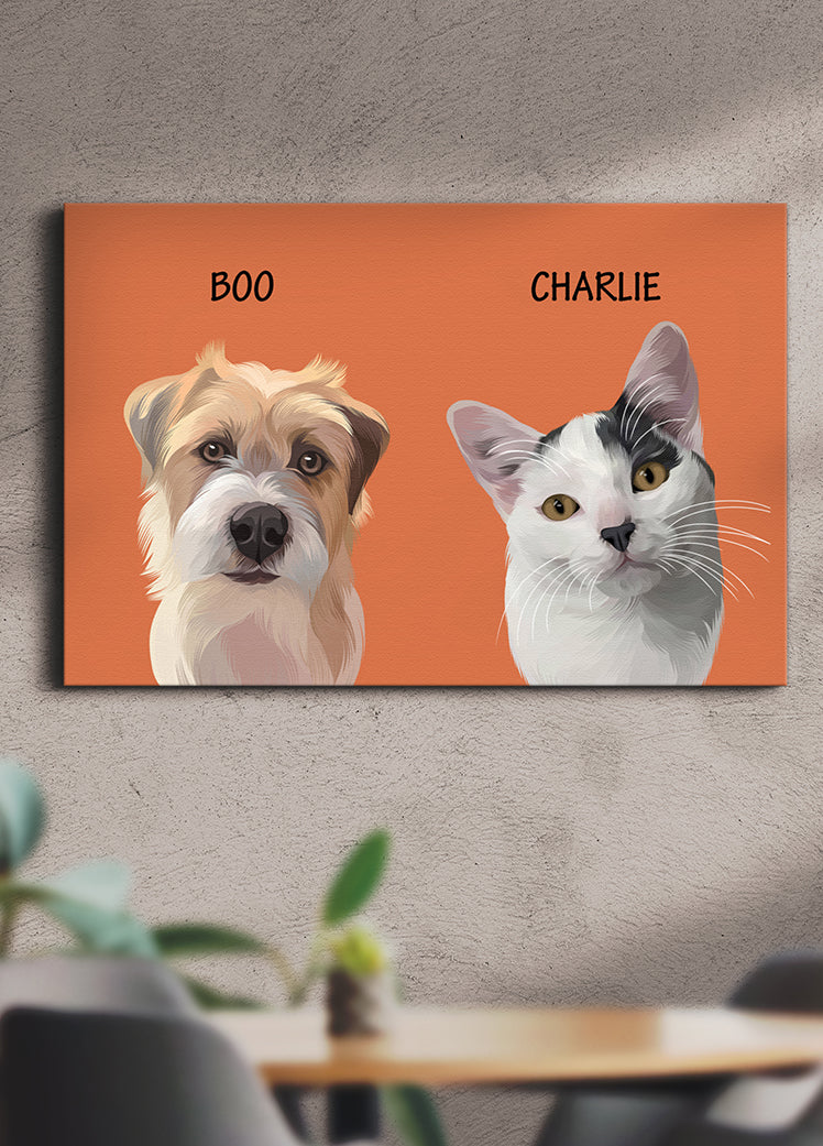 Minimalist Classic Sibling Design - Custom Pet Portrait