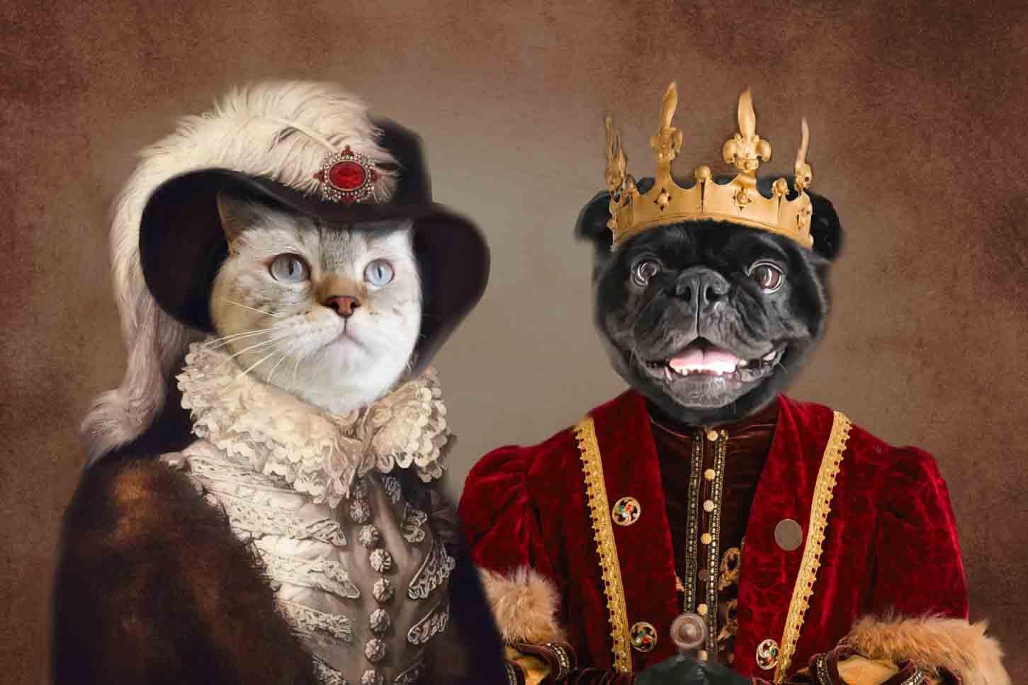 The Queen and The King - Custom Sibling Pet Blanket - NextGenPaws Pet Portraits