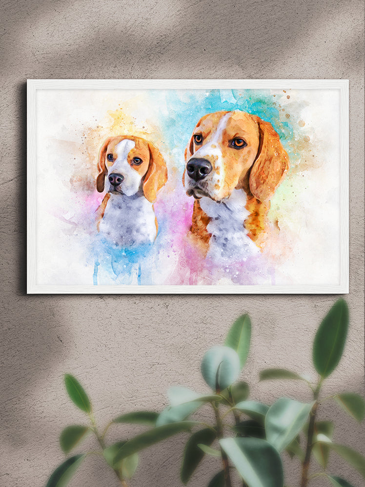 Vibrant WaterColour Sibling - Custom Pet Poster