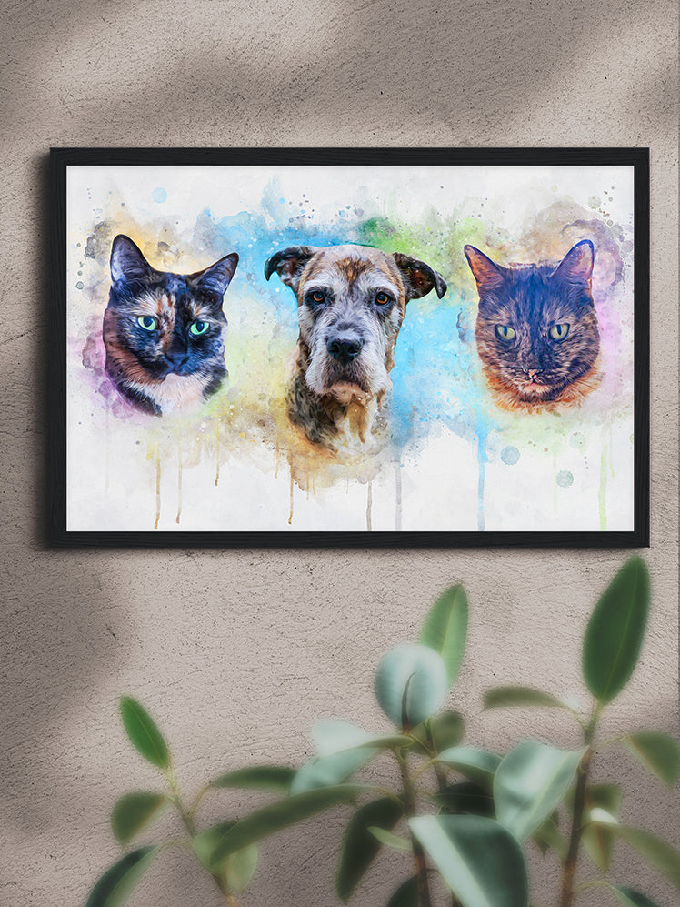 Vibrant WaterColour Sibling - Custom Pet Poster