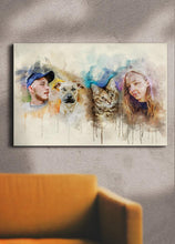 Load image into Gallery viewer, WaterColour Human and Pet - Custom Sibling Pet Portrait - NextGenPaws Pet Portraits