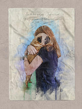 Load image into Gallery viewer, WaterColour Human and Pet - Custom Sibling Pet Blanket - NextGenPaws Pet Portraits