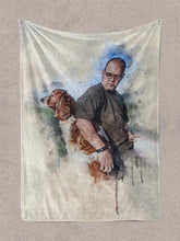Load image into Gallery viewer, WaterColour Human and Pet - Custom Sibling Pet Blanket - NextGenPaws Pet Portraits