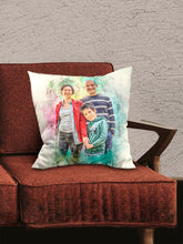 Load image into Gallery viewer, WaterColour Human and Pet - Custom Sibling Pet Pillow - NextGenPaws Pet Portraits