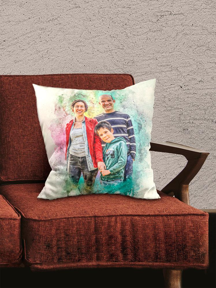 WaterColour Human and Pet - Custom Sibling Pet Pillow - NextGenPaws Pet Portraits