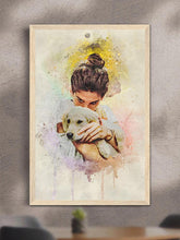 Load image into Gallery viewer, WaterColour Human and Pet - Custom Sibling Pet Poster - NextGenPaws Pet Portraits