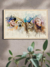 Load image into Gallery viewer, WaterColour Human and Pet - Custom Sibling Pet Poster - NextGenPaws Pet Portraits