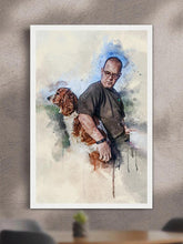 Load image into Gallery viewer, WaterColour Human and Pet - Custom Sibling Pet Poster - NextGenPaws Pet Portraits