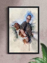 Load image into Gallery viewer, WaterColour Human and Pet - Custom Sibling Pet Poster - NextGenPaws Pet Portraits