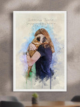 Load image into Gallery viewer, WaterColour Human and Pet - Custom Sibling Pet Poster - NextGenPaws Pet Portraits