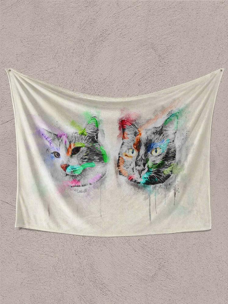 Colourful Painting Sibling - Custom Pet Blanket - NextGenPaws Pet Portraits