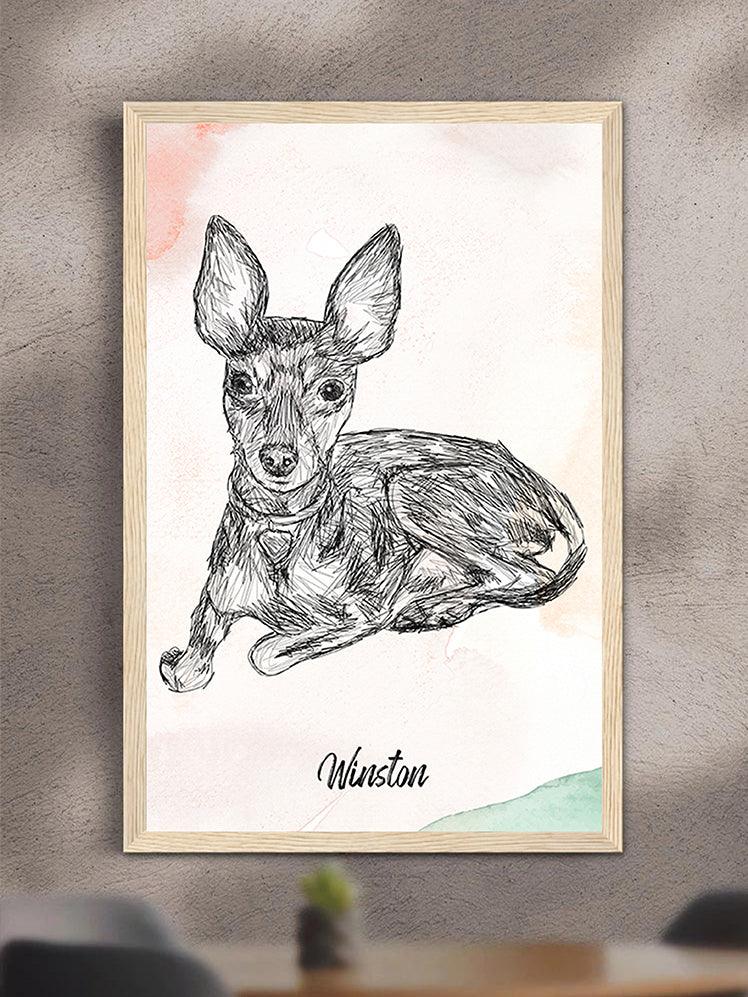 Pencil Sketch - Custom Pet Poster - NextGenPaws Pet Portraits