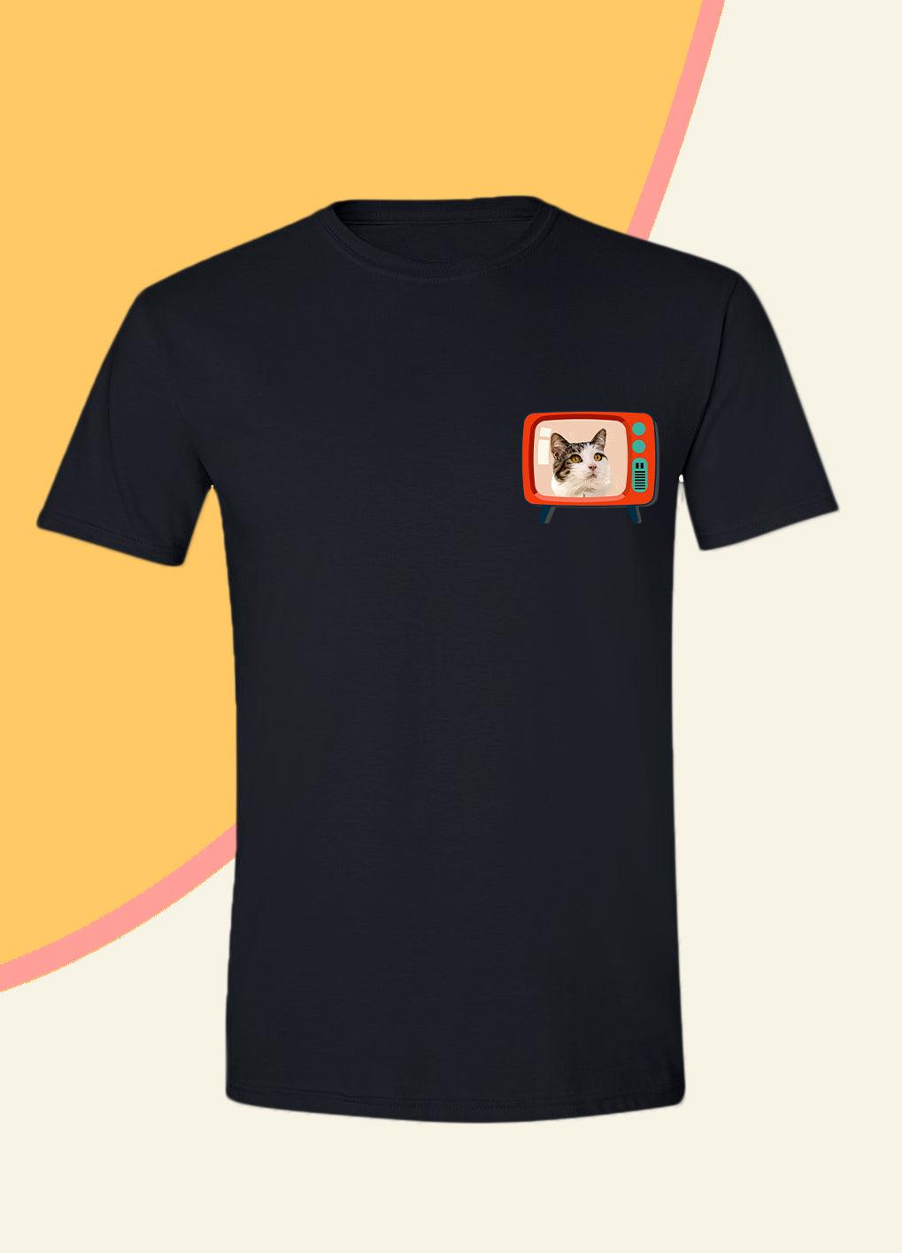 Retro TV Pocket - Unisex Custom Pet TShirt - NextGenPaws Pet Portraits