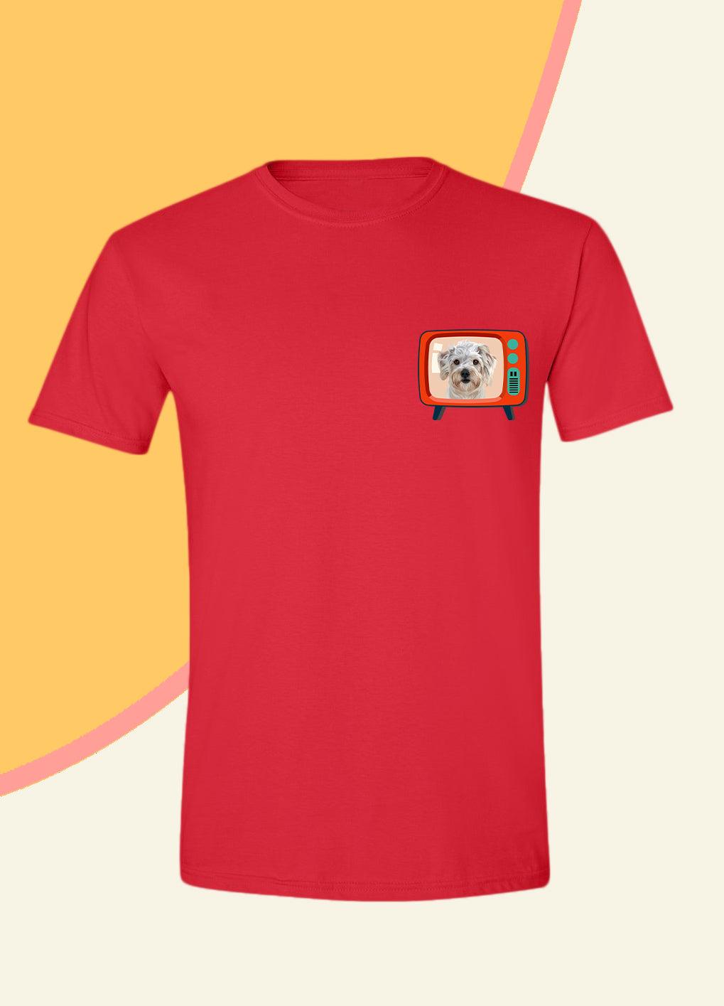 Retro TV Pocket - Unisex Custom Pet TShirt - NextGenPaws Pet Portraits