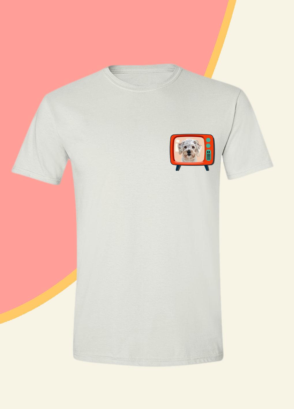 Retro TV Pocket - Unisex Custom Pet TShirt - NextGenPaws Pet Portraits