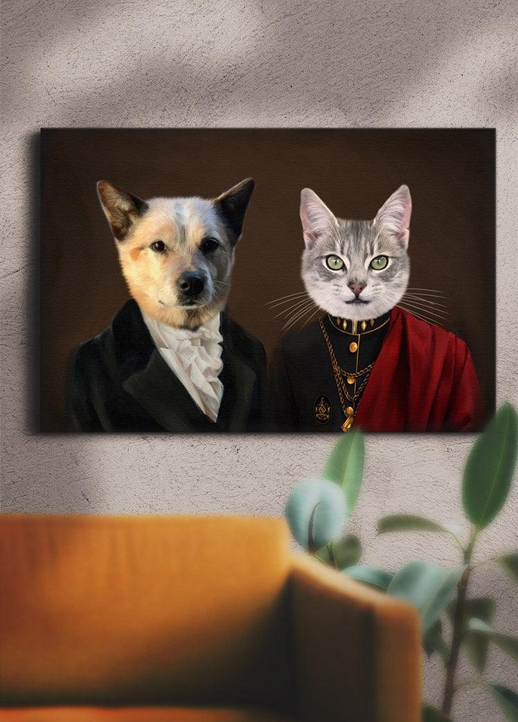 The Bourgeois Couple - Custom Sibling Pet Portrait - NextGenPaws Pet Portraits