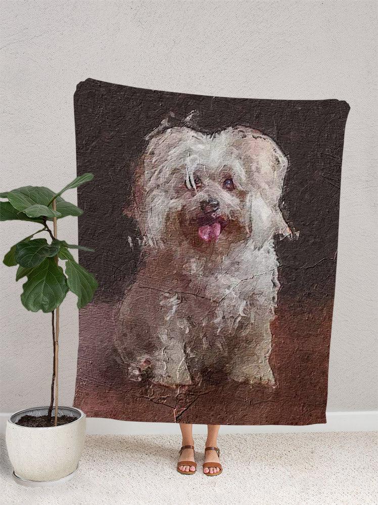 Craquelure Oil Painting - Custom Pet Blanket - NextGenPaws Pet Portraits