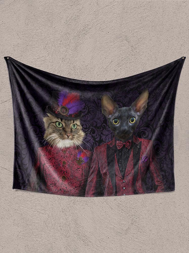 The Steampunk Couple - Custom Sibling Pet Blanket - NextGenPaws Pet Portraits