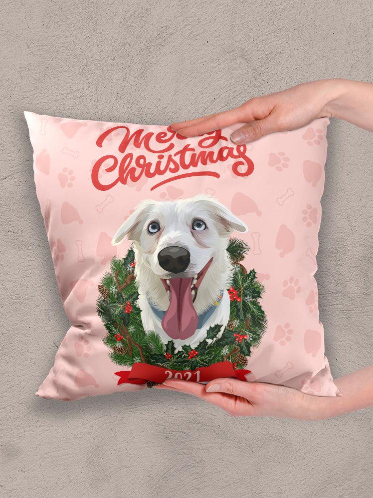 Merry Christmas   - Custom Pet Pillow - NextGenPaws Pet Portraits