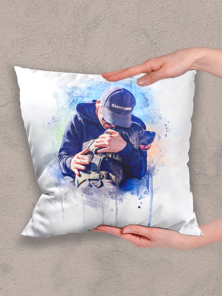 Vibrant WaterColour Sibling - Custom Pet Pillow