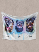 Load image into Gallery viewer, Vibrant WaterColour Sibling - Custom Pet Blanket
