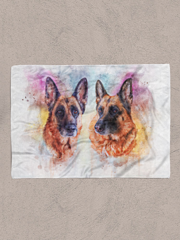 Vibrant WaterColour Sibling - Custom Pet Blanket
