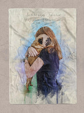 Load image into Gallery viewer, WaterColour Human and Pet - Custom Sibling Pet Blanket - NextGenPaws Pet Portraits
