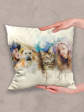Load image into Gallery viewer, WaterColour Human and Pet - Custom Sibling Pet Pillow - NextGenPaws Pet Portraits
