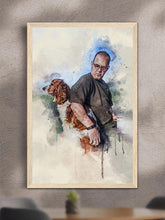Load image into Gallery viewer, WaterColour Human and Pet - Custom Sibling Pet Poster - NextGenPaws Pet Portraits
