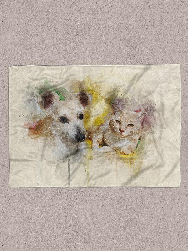 WaterColour Sibling - Custom Pet Blanket - NextGenPaws Pet Portraits