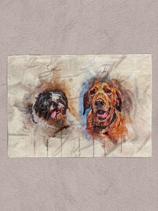 WaterColour Sibling - Custom Pet Blanket - NextGenPaws Pet Portraits